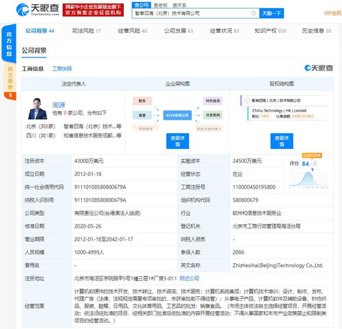 快訊 關(guān)聯(lián)公司注冊資本大幅提升至4.3億元，彰顯技術(shù)開發(fā)領(lǐng)域擴(kuò)張雄心